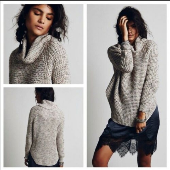Free People Sweaters - Free People Dylan Tweedy Cowl Neck Chunky Sweater Pullover Size Small